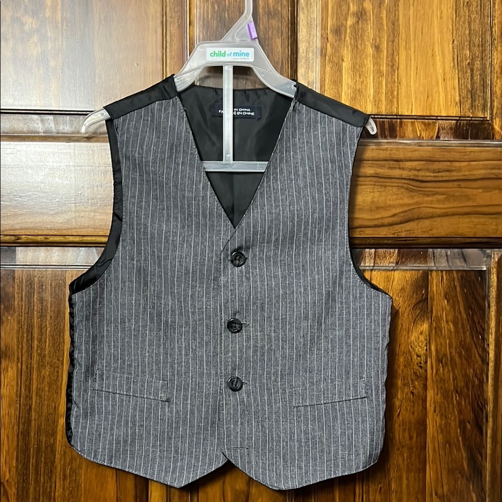 Kids Gray Pinstripe Vest